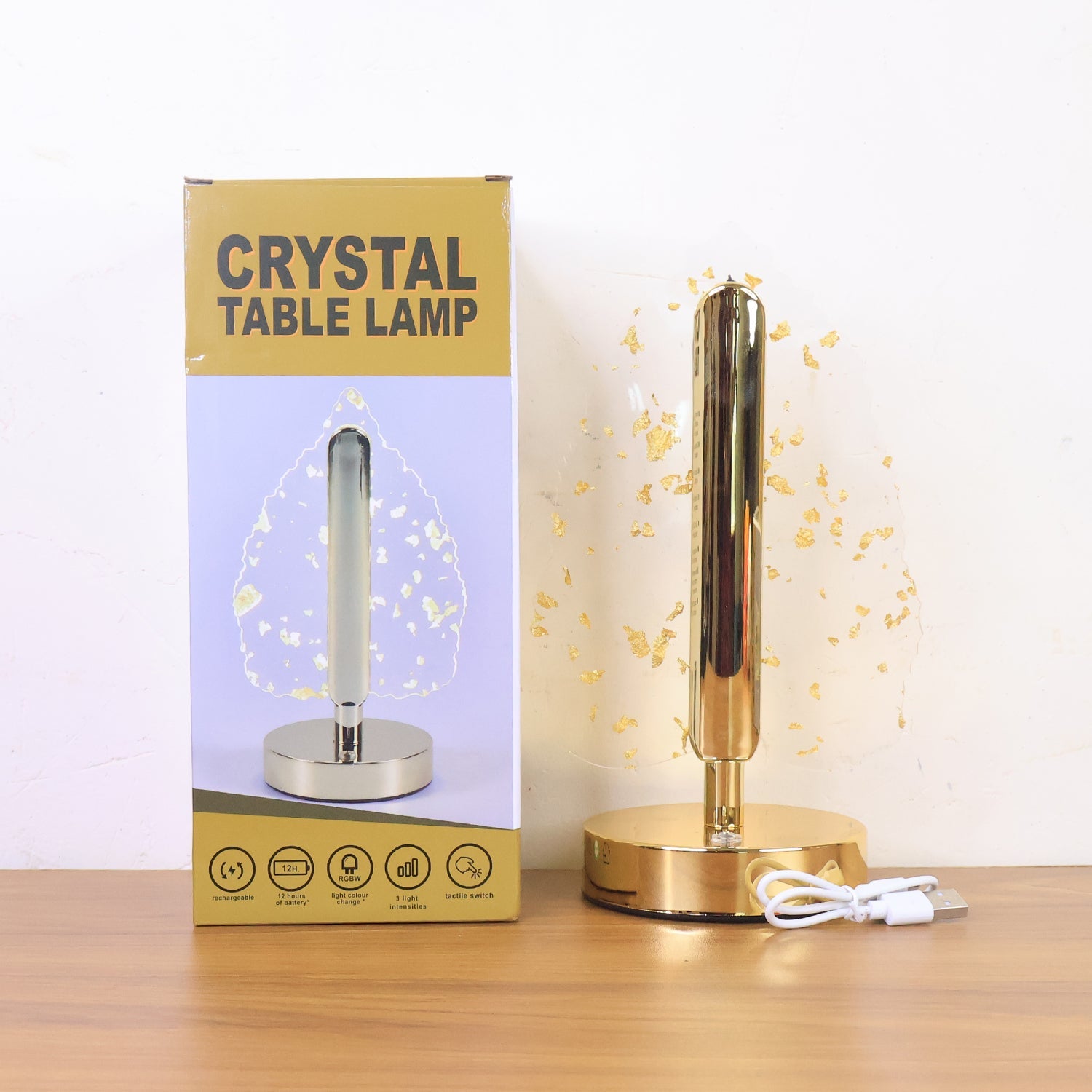 Premium Golden Crystal Leaf-Shaped LED Table Lamp (1 Pc) Premium Golden Crystal Leaf-Shaped LED Table Lamp (1 Pc)